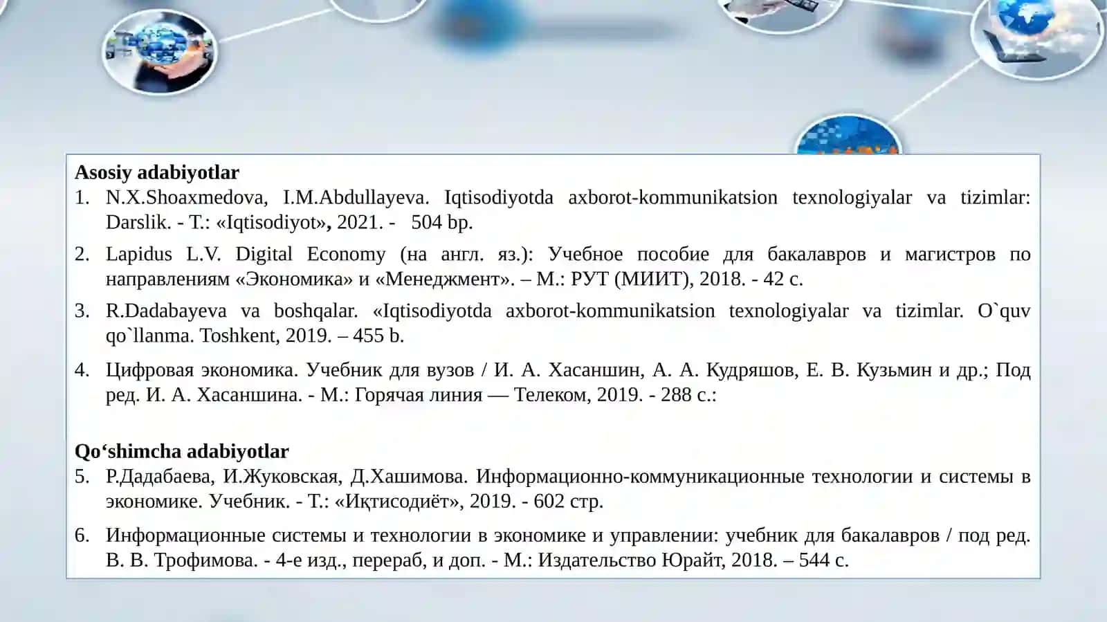 IQTISODIYOTDA AXBOROT-KOMMUNIKATSION TEXNOLOGIYALAR VA TIZIMLAR 3