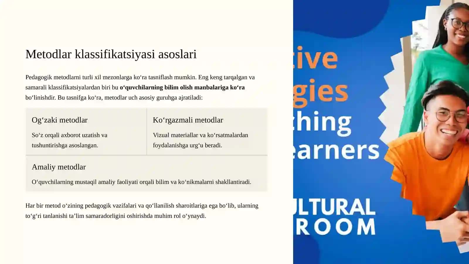Metodlarklassifikatsiyasi.Og‘zaki,Ko‘rgazmalivaAmaliymetodlar 3