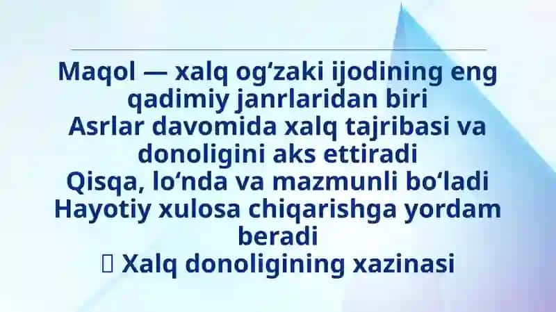 O’zbek xalq maqoli 3