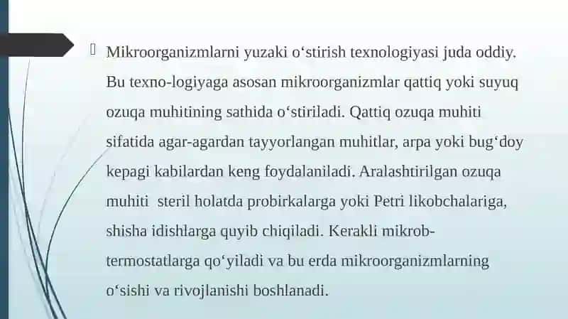 Mikroorganizmlarni o’stirish 3