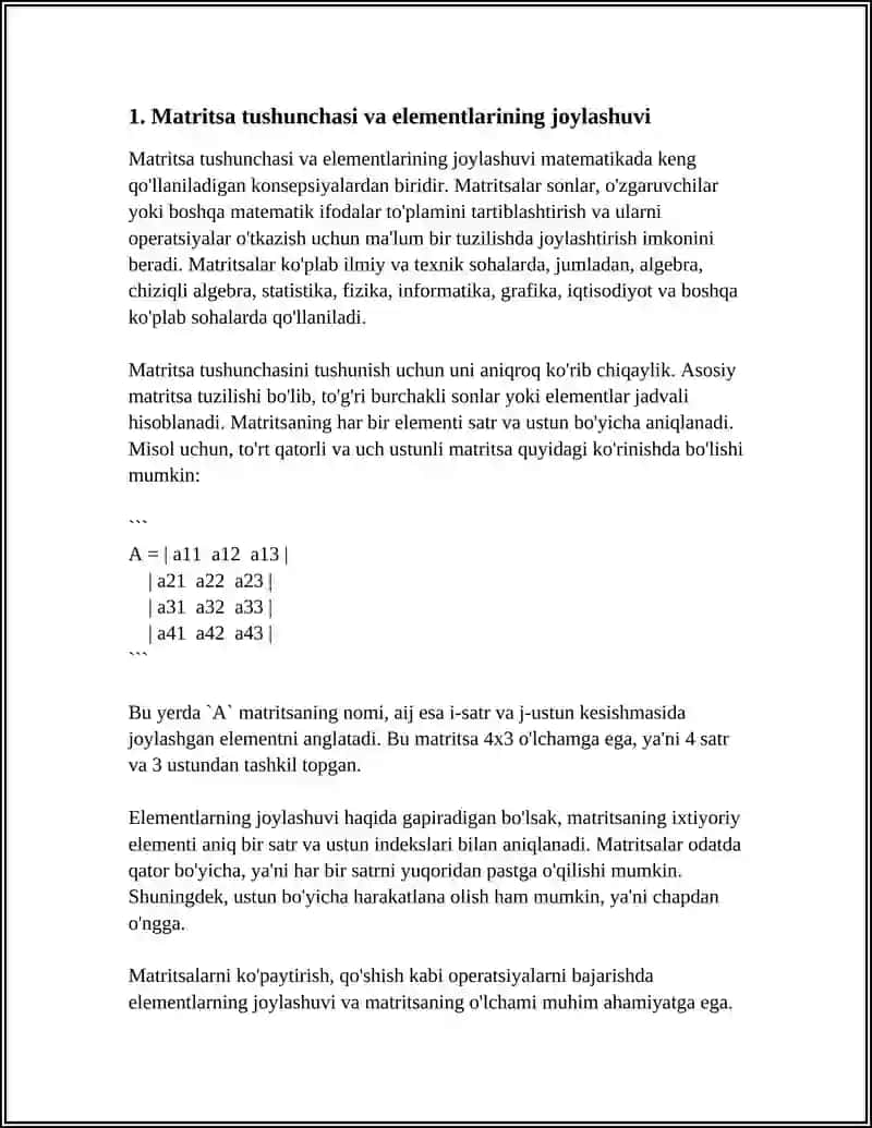 MATRITSALARNI TASHKIL ETISH 3