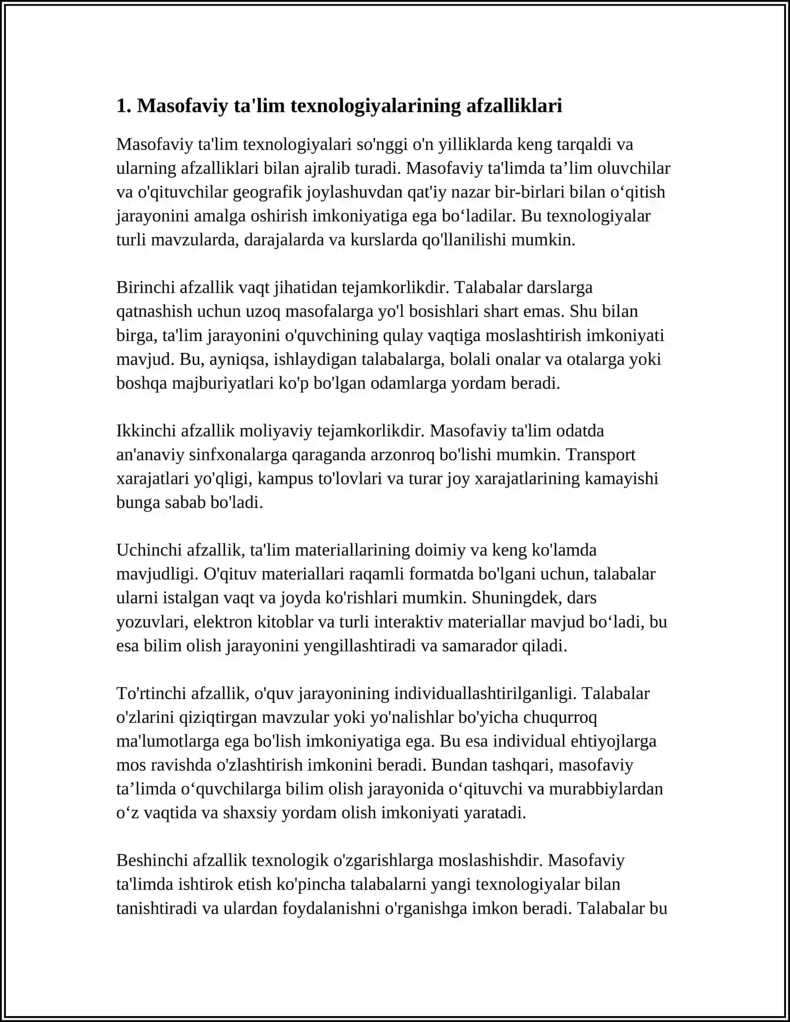 MASOFAVIY TAʼLIM TEXNOLOGIYASI REFERAT 3