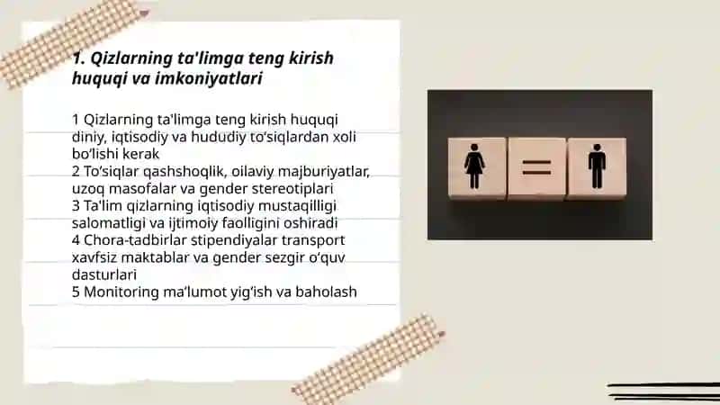 Qizlarning ta'limga teng kirish huquqi va imkoniyatlari 3