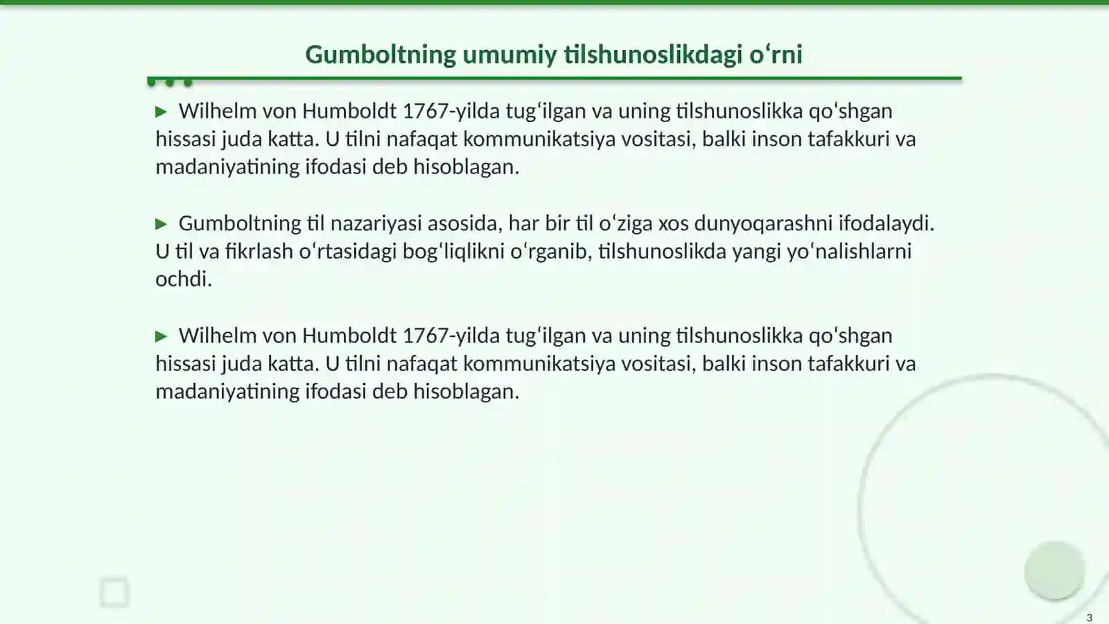 Gumbolt va umumiy tilshunoslik. Paralingvistik maktabi ta’libosida fonologiyaning o‘rni 3