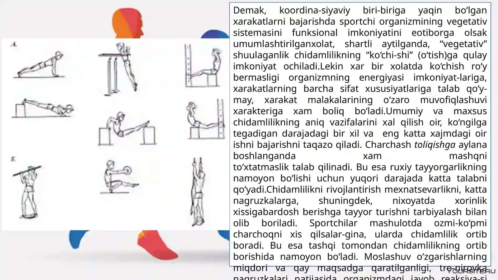 Aerob va anaerob imkoniyatlarni oshirishga qaratilgan ta’sirlarni birga qo‘shish. Nafas olish va chidamlilik.  Maxsus chidamlilikning  bazi bir turlarini tarbiyalash metodiaksining xussiyatlari 3