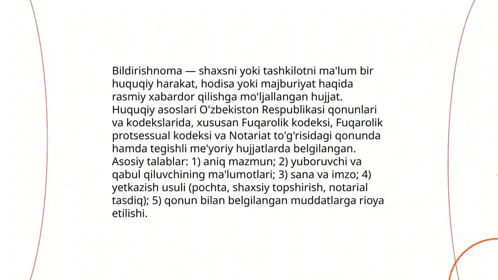 Bildirishnoma tushunchasi va huquqiy asoslari 3