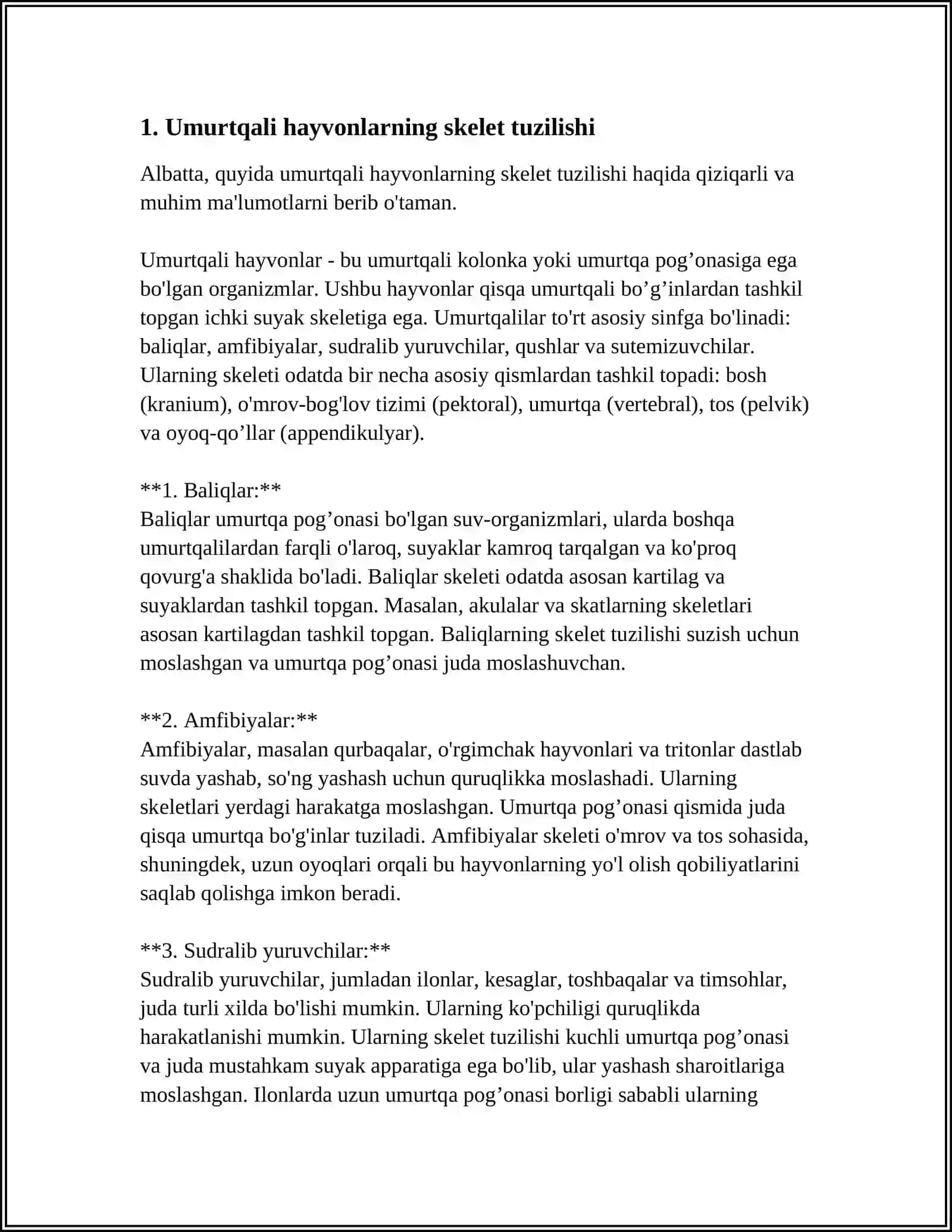 Umurtqali hayvonlarning skelet tuzilishi 3