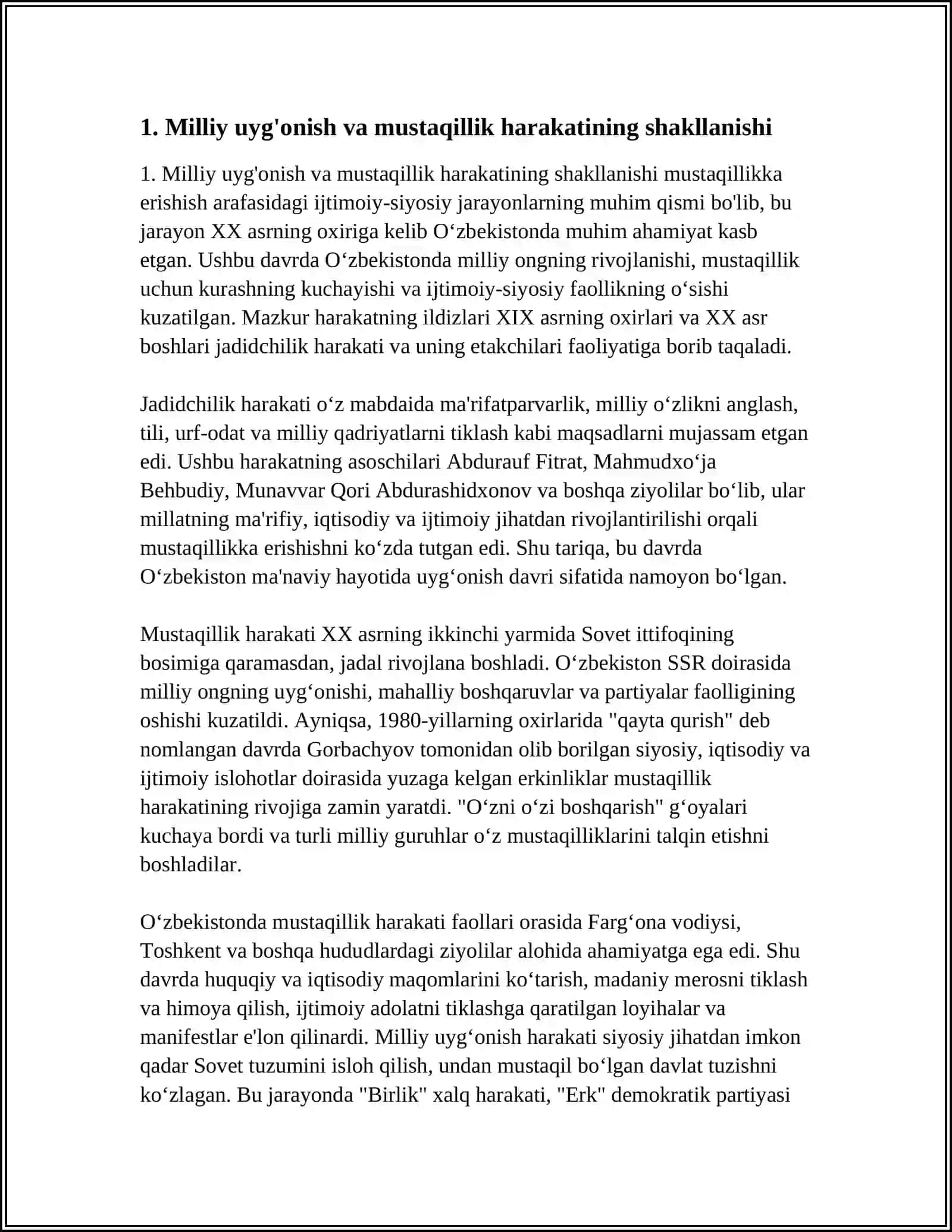 MUSTAQILLIKKA ERISHISH ARAFASIDA IJTIMOIY-SIYOSIY JARAYONLAR 3