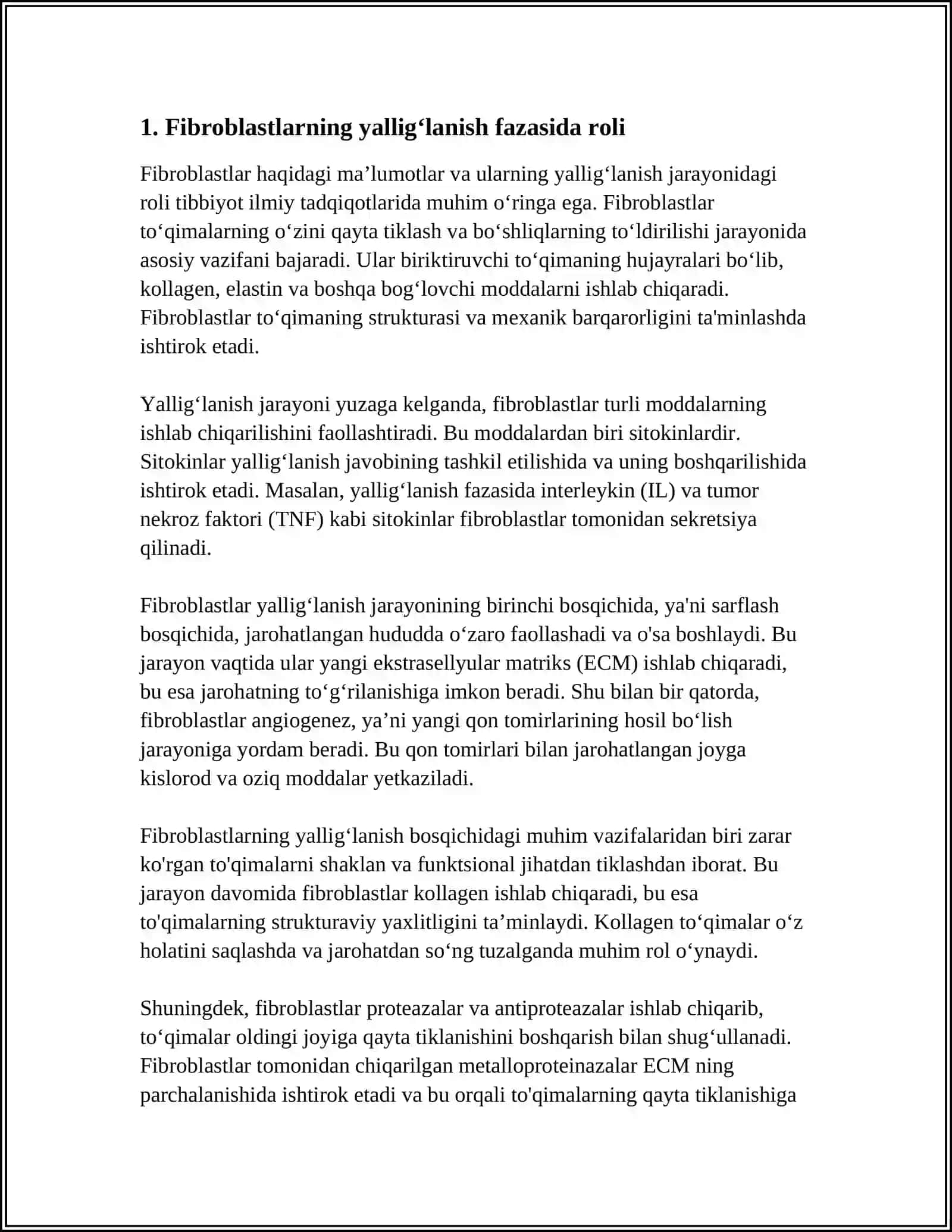 Fibroblastlarning jarohating bitishi va chandiq hosil boʻlishidagi roʻli 3