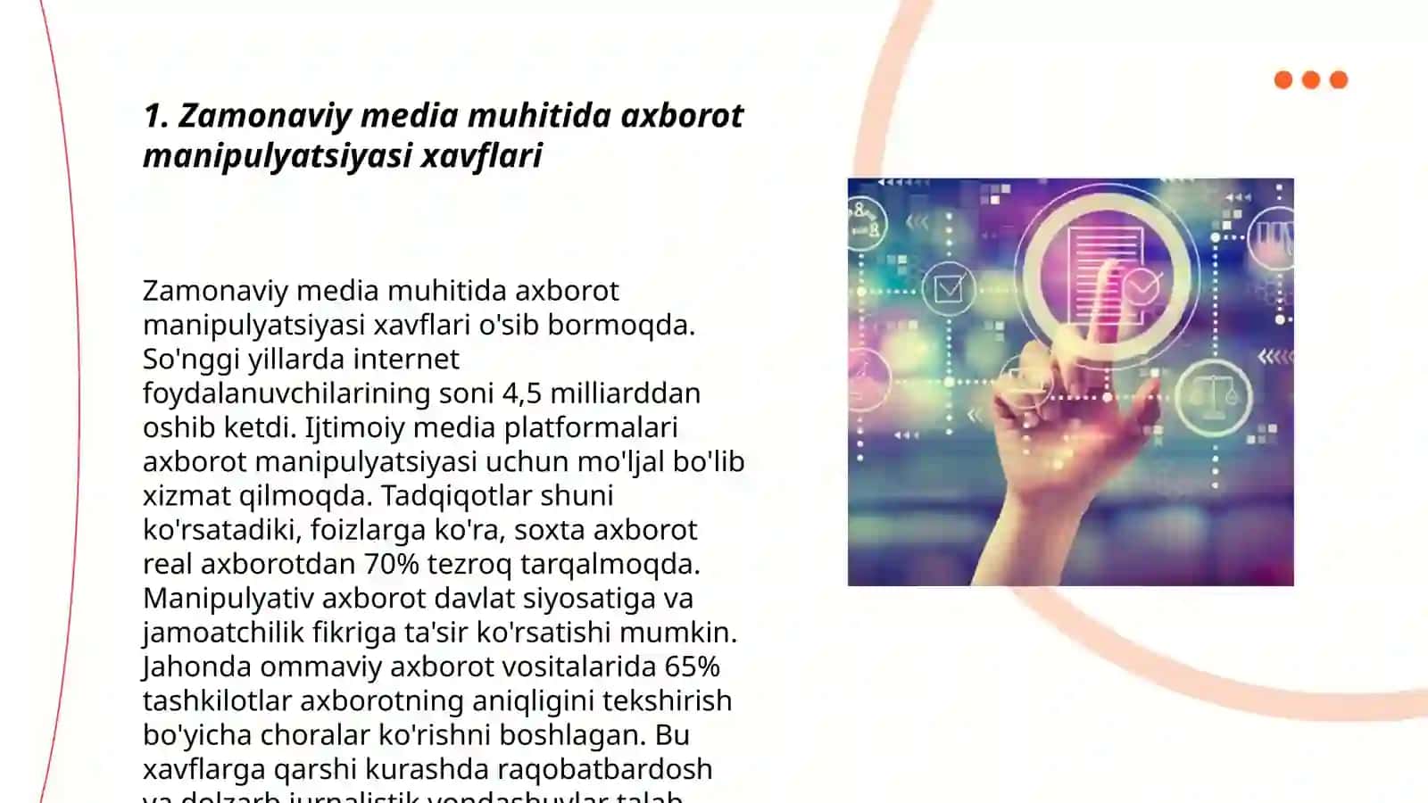 Zamonaviy media muhitida axborot manipulyatsiyasidan himoyalanish hamda jahon media va axborot makonida raqobat muhiti 3