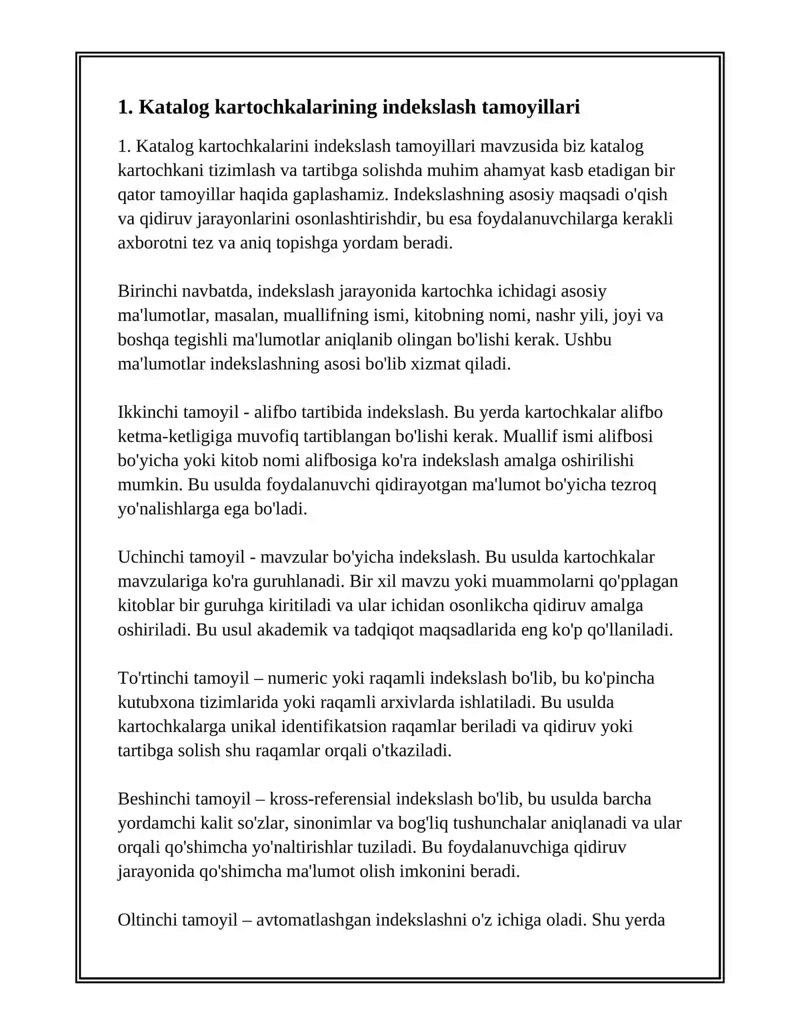 KATALOG KARTOCHKALARINI INDEKSLASH VA BUNING O‘ZIGA XOS JIHATLARI 3