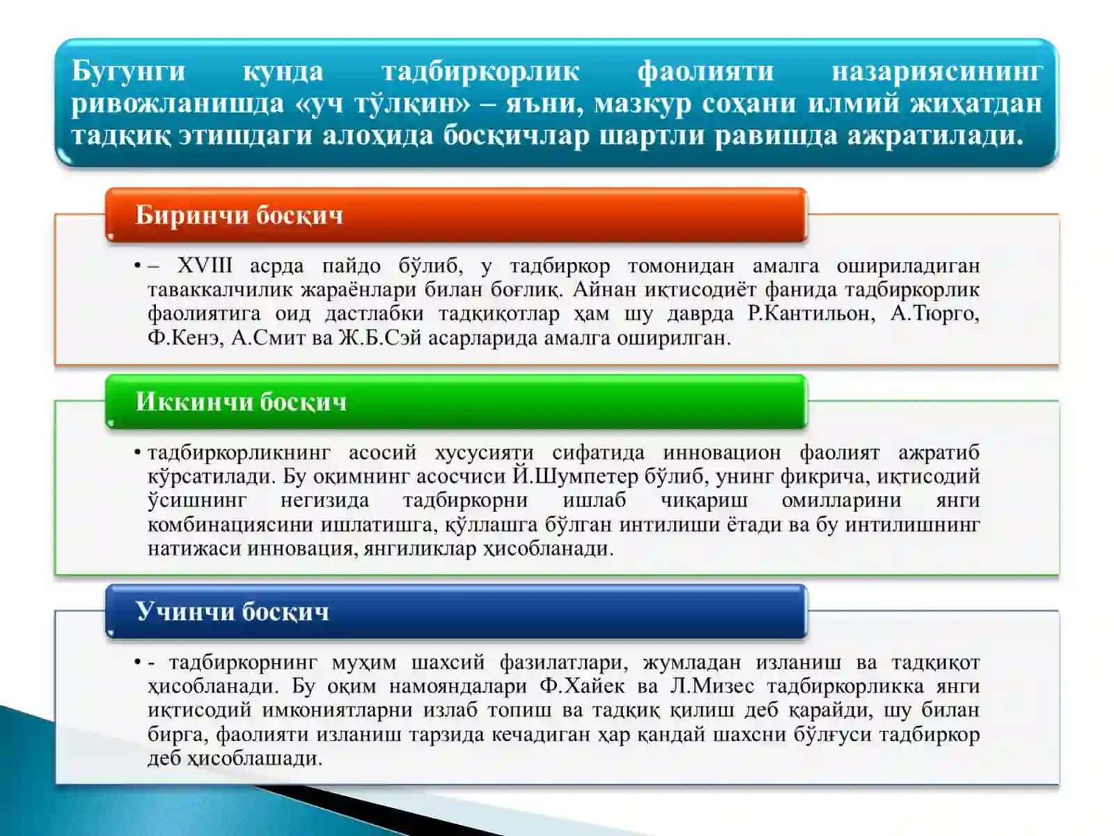 ТАДБИРКОРЛИК ФАОЛИЯТИ ВА УНИНГ ШАКЛЛАРИ. ТАДБИРКОРЛИК КАПИТАЛИ ВА УНИНГ АЙЛАНИШИ 3
