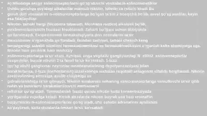 Giyohvandlik va uning asoratlari.Sedativ dori vositalar 3