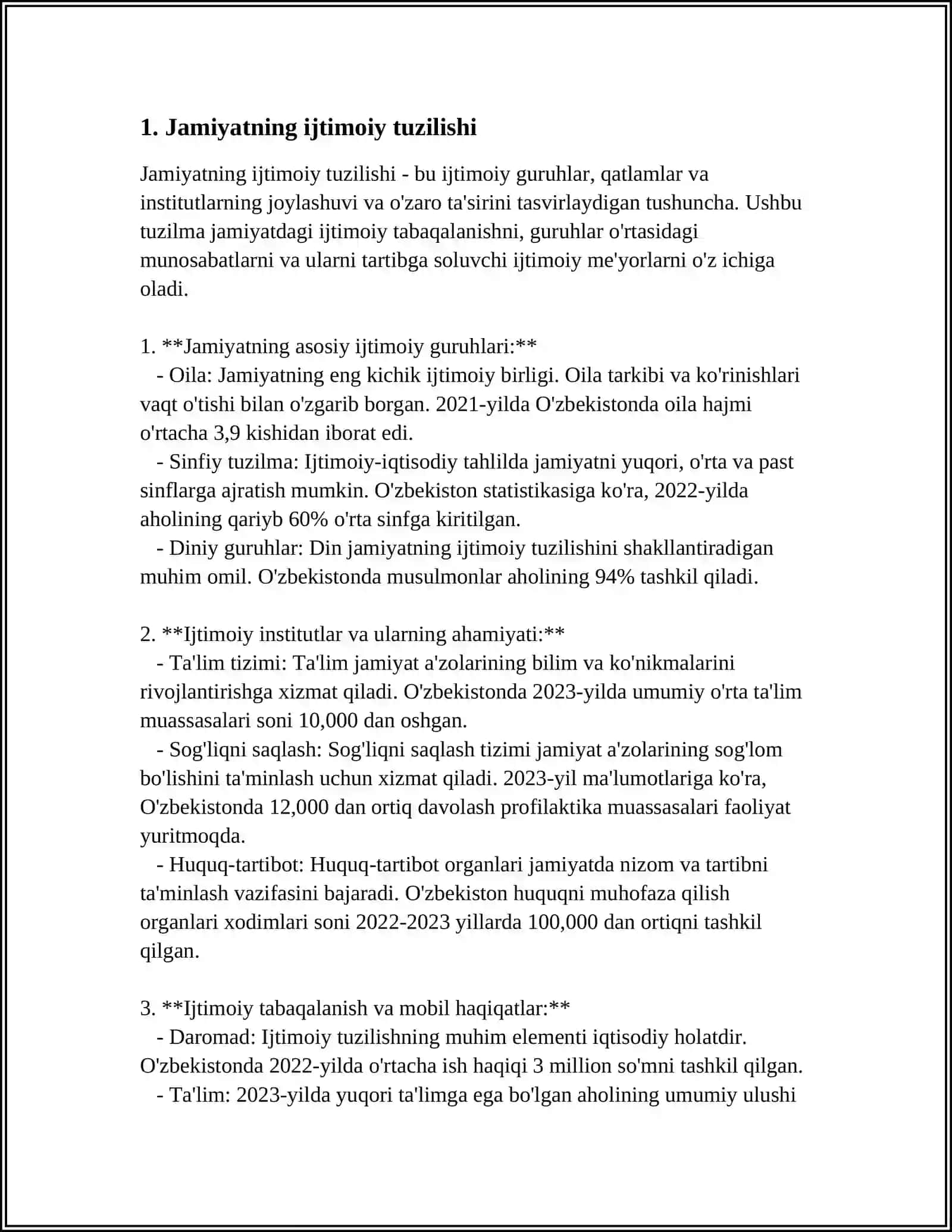 MUSTAQIL ISH Mavzu: IJTIMOIY TARQQIYOT SOTSIOLOGIYASI 3