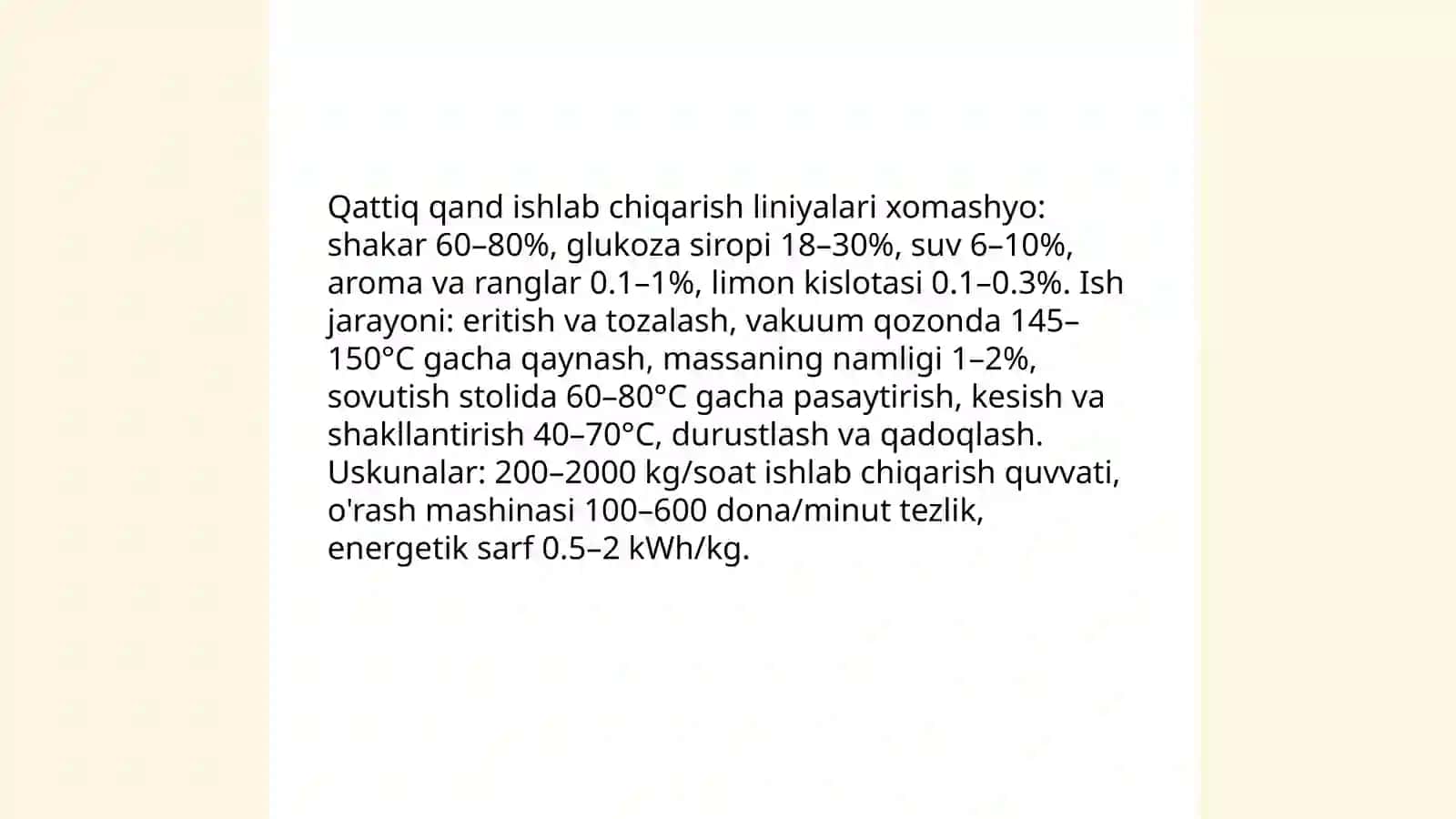Qattiq qand ishlab chiqarish liniyalari 3