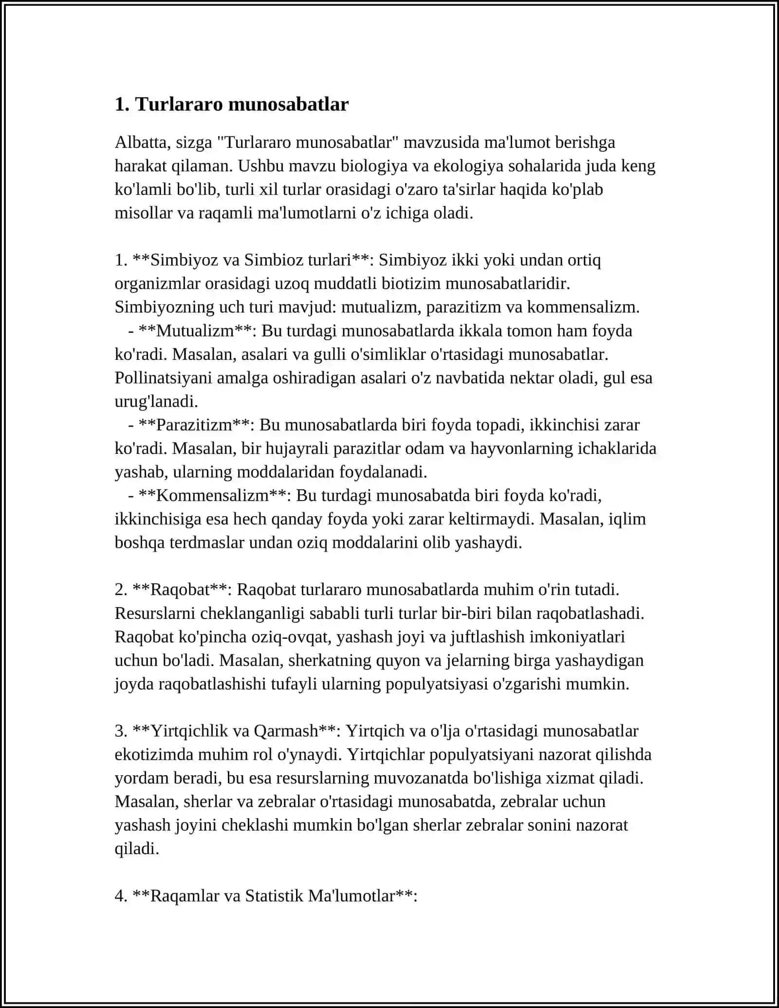 Turlararo munosabatlar 3