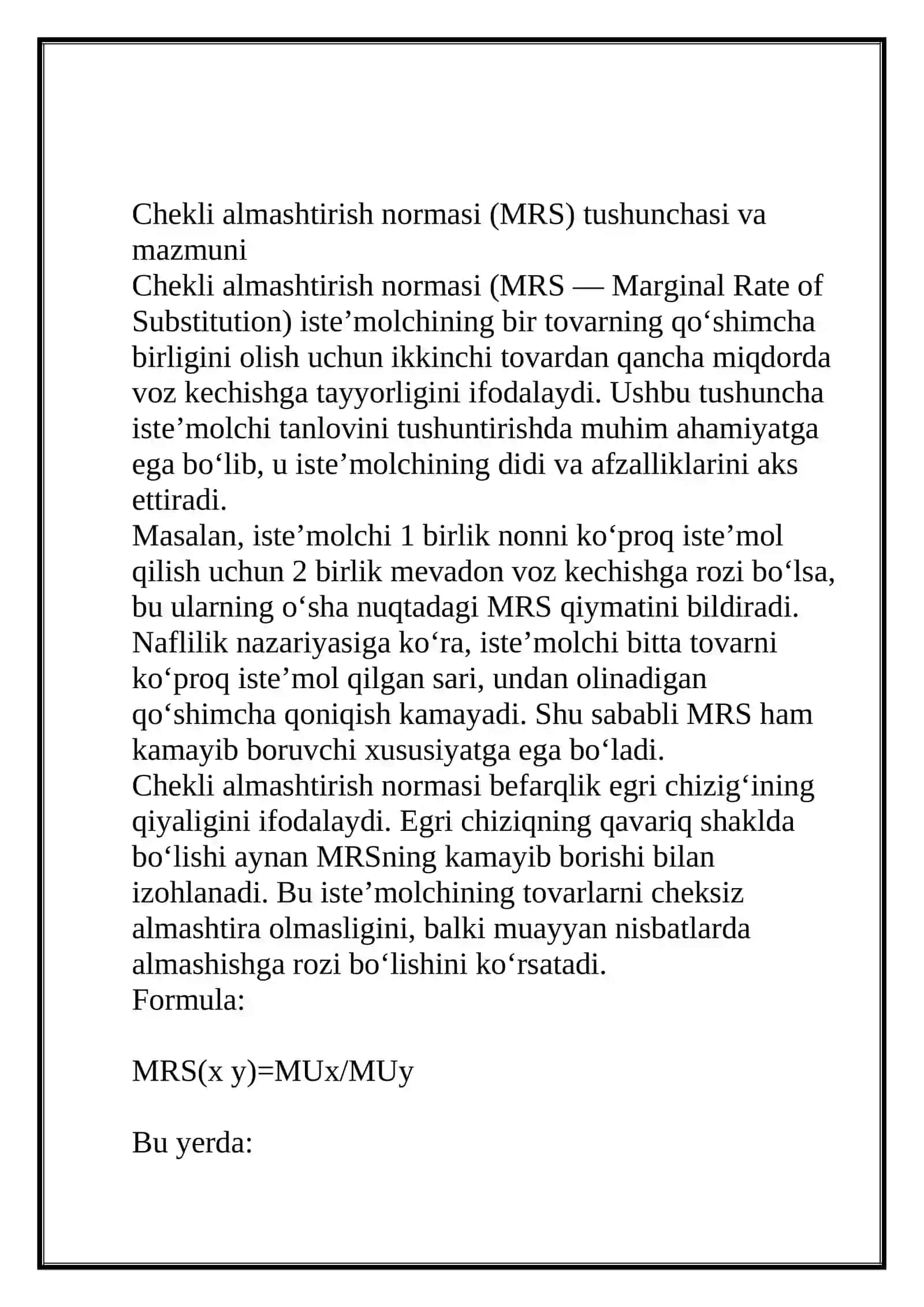 Chekli almashtirish normasi va byudjet chizig’i 3