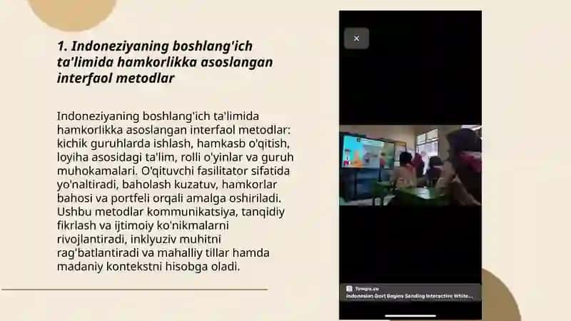 Indoneziyaning boshlang’ich ta’limida qo’llanadigan interfaol metodlar haqida 3