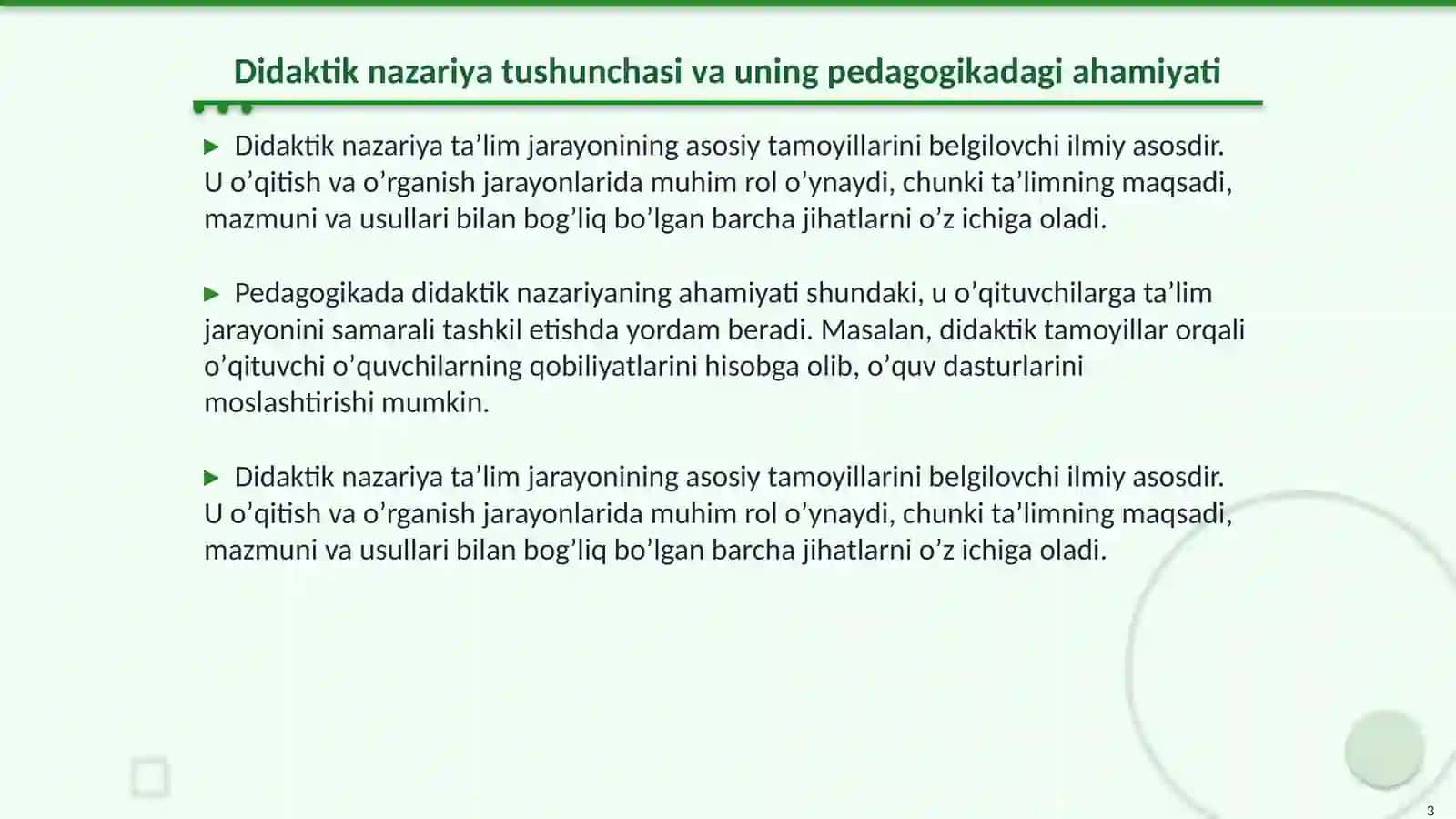 Didaktik taʼlim nazariyalari:mohiyati, tasnifi va rivojlanishi 3