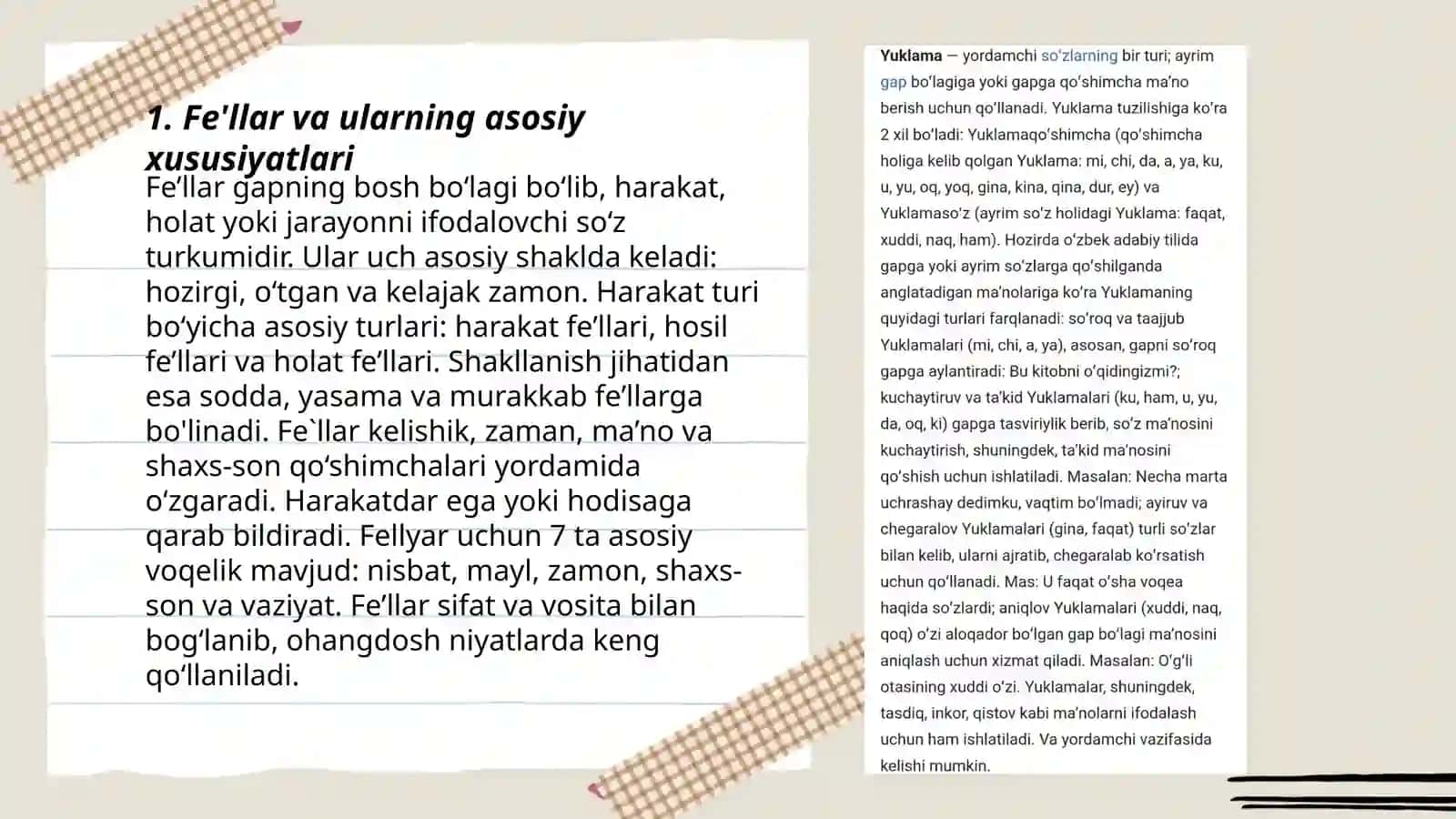 Fe'l soʻz turkumi sifatida 3