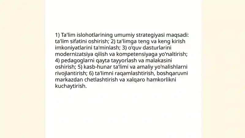 Oʻzbekiston Respublikasida ta'lim sohasida amalga oshirilgan islohotlar 3