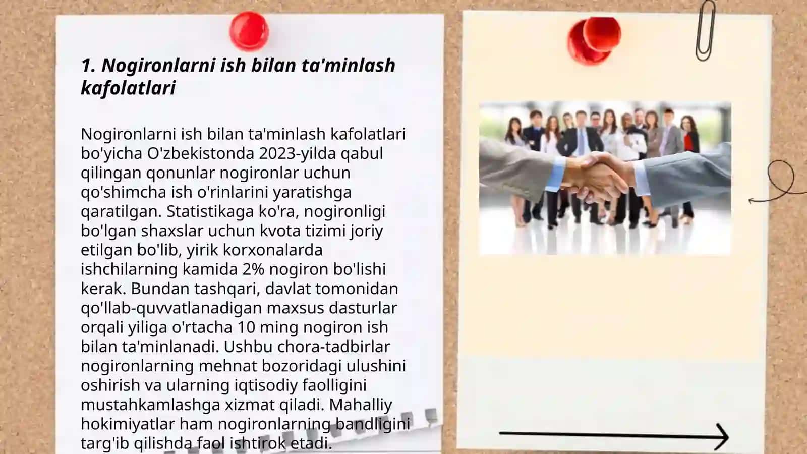 Nogironlarni ish bilan ta'minlash kafolatlari 3