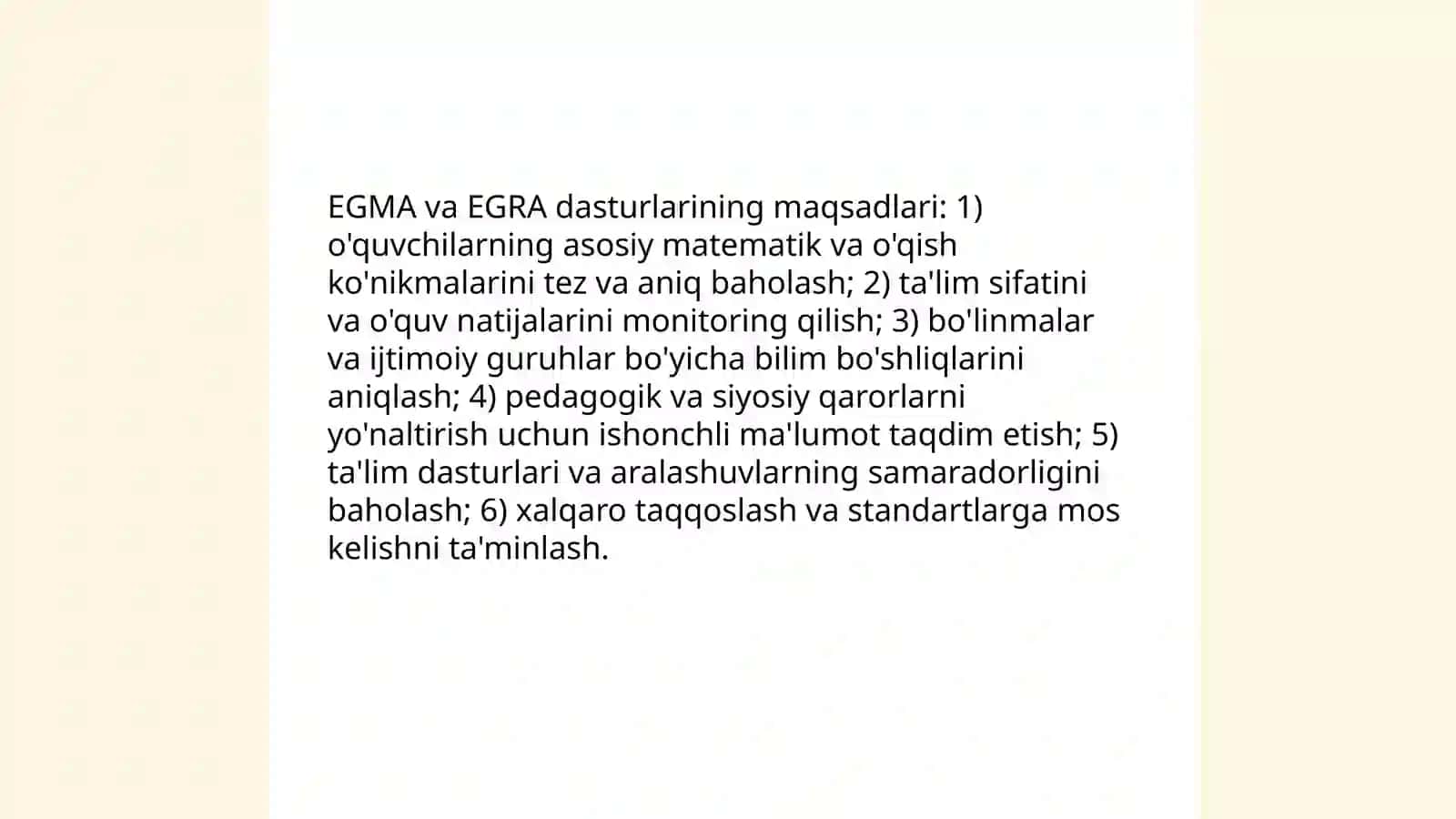 EGMA va EGRA xalqaro baholash dasturlari 3