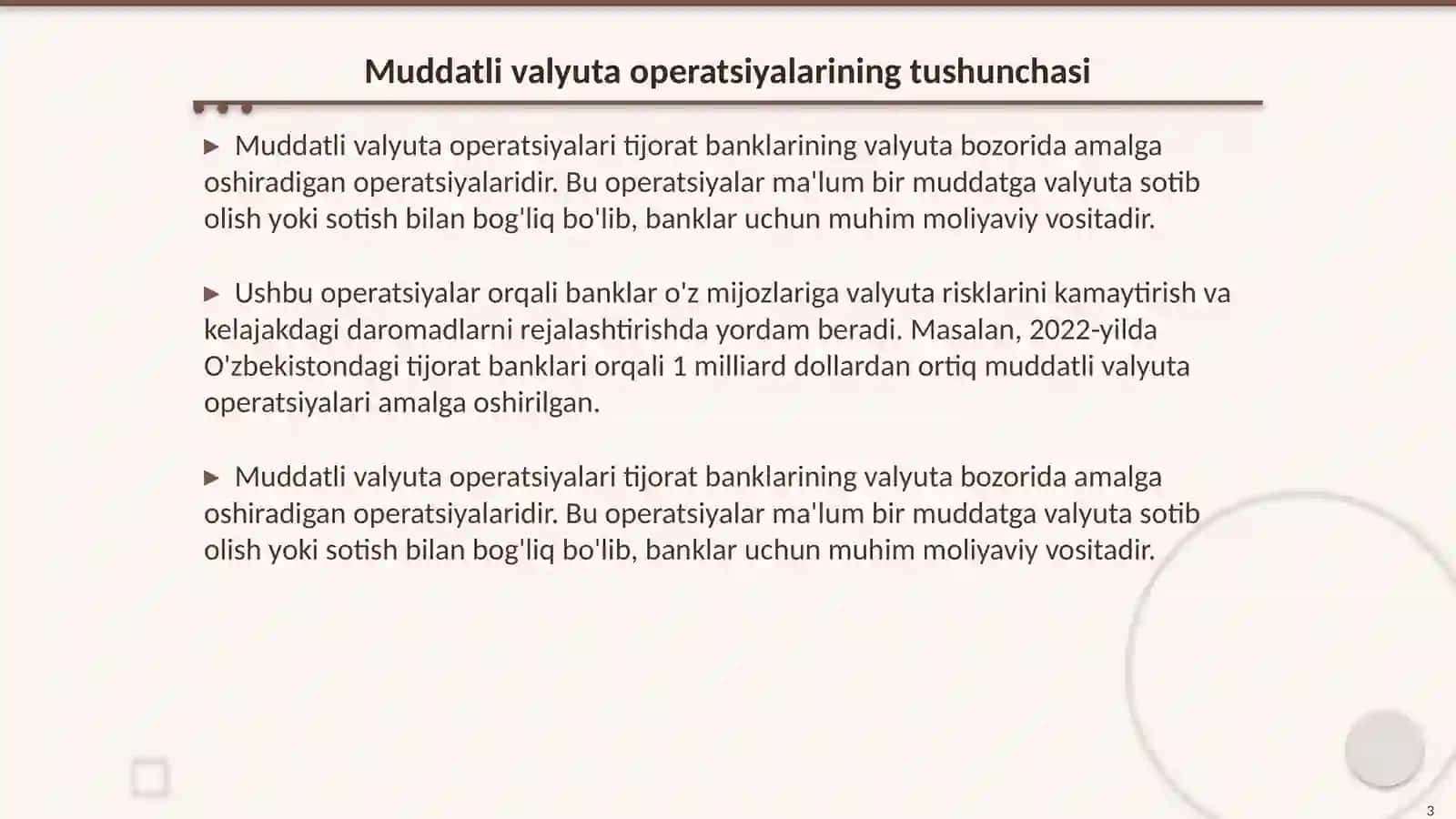 Tijorat banklarining muddatli valyuta operatsiyalari 3