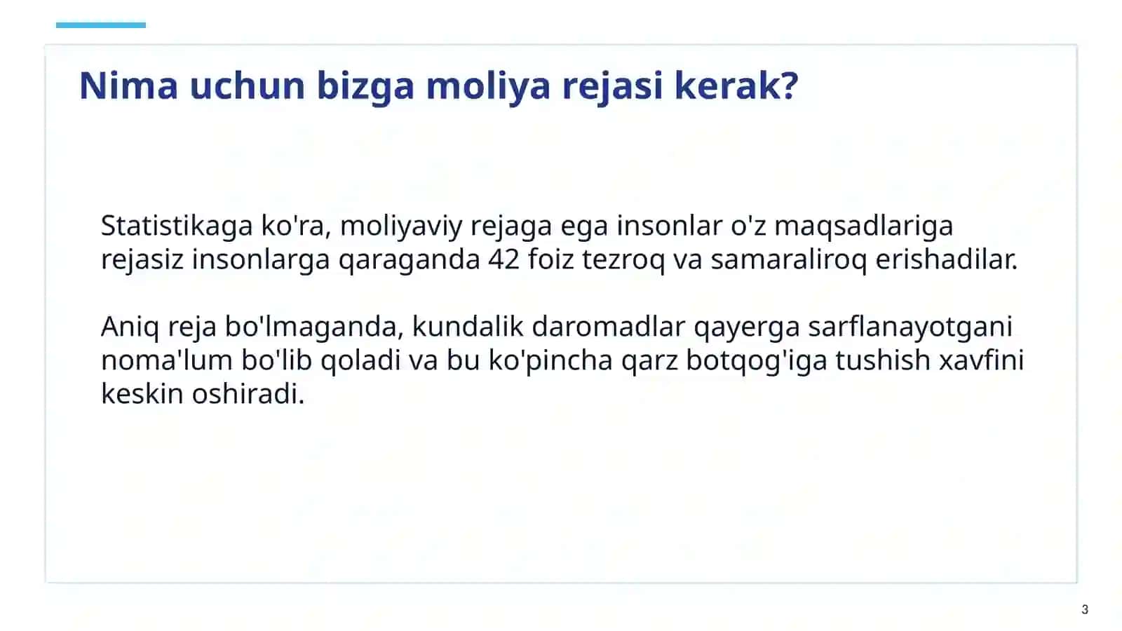 Shaxsiy moliyaviy rejalashtirish 3