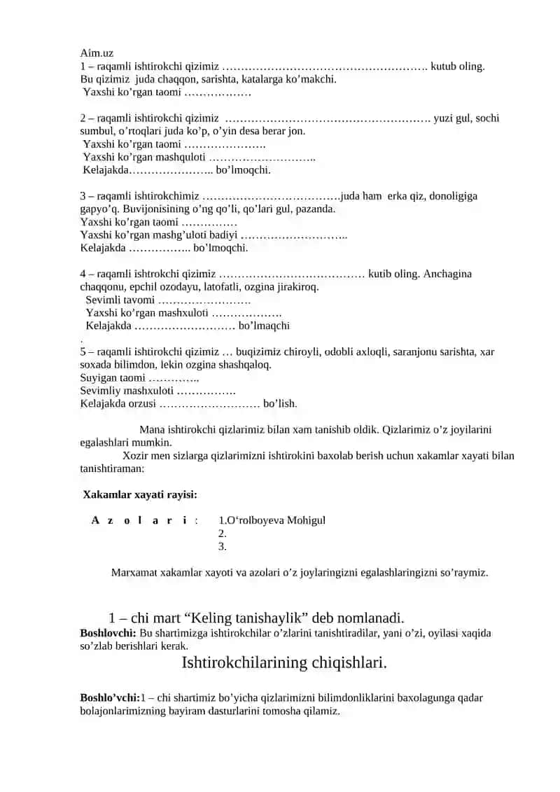 8 – MART Onajonlar bayrami ertaligi 3