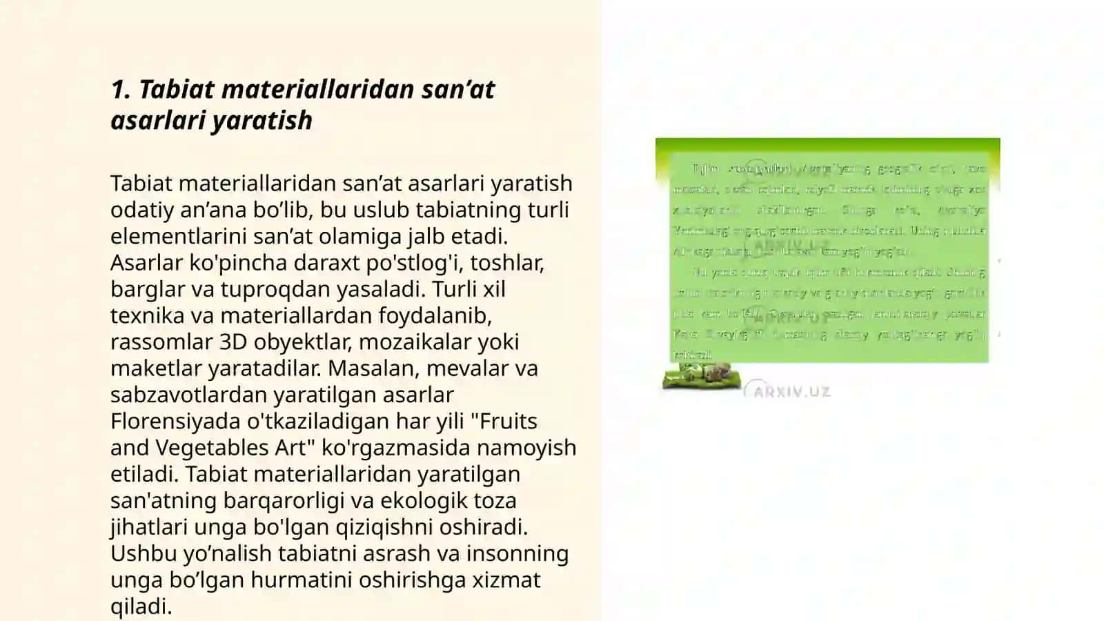 Tabiat materiallardan kòrgazmalar tayyorlash 3