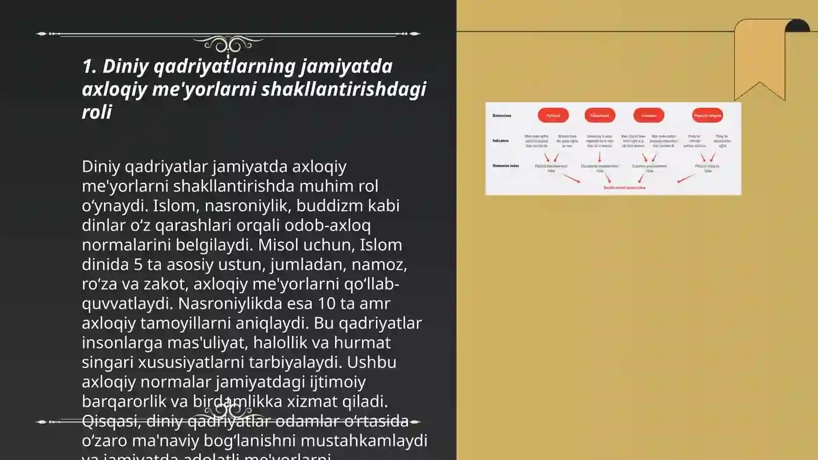 Diniy qadriyatlar va axloqiy me'yorlar jamiyatda qanday rol o'ynaydi 3