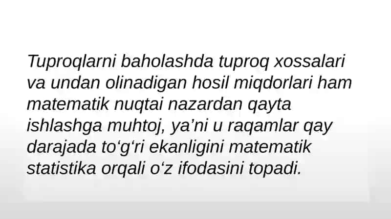Tuproq xususiyatlari bilan hosil o‘rtasidagi  korrelyatsion bog‘lanishlar  va uni tasvirlash yo'llari 3