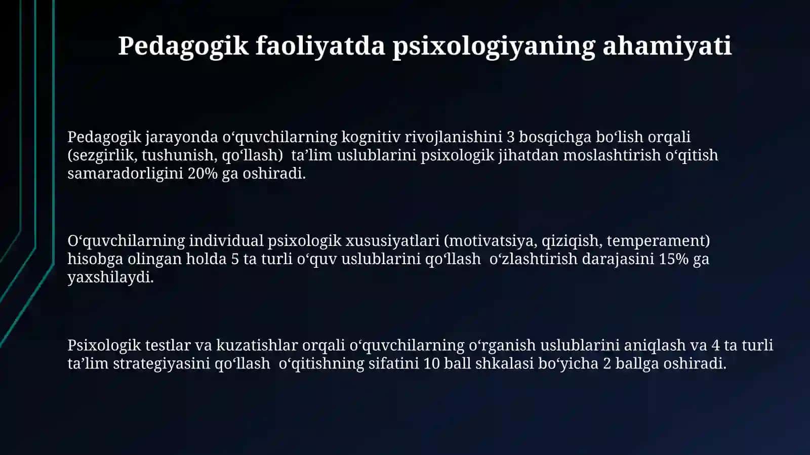 Pedagog faoliyatida psixologiyaning oʻrni 3