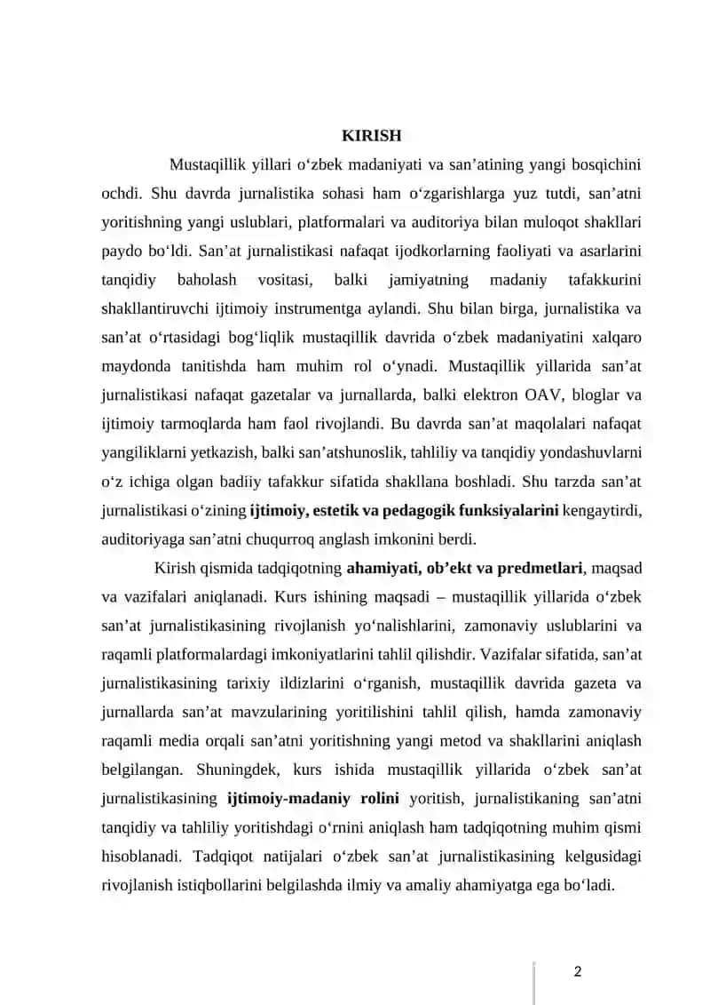 O‘ZBEK SAN’AT JURNALISTIKASI MUSTAQILLIK YILLARIDA 3