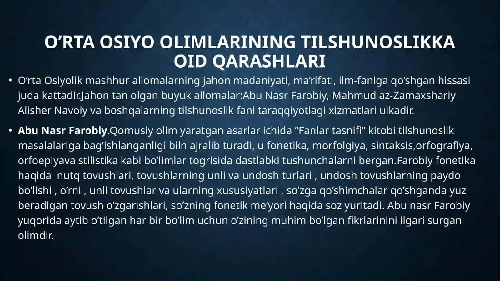 O’rta osiyoda tilshunoslikning rivojlanishi 3