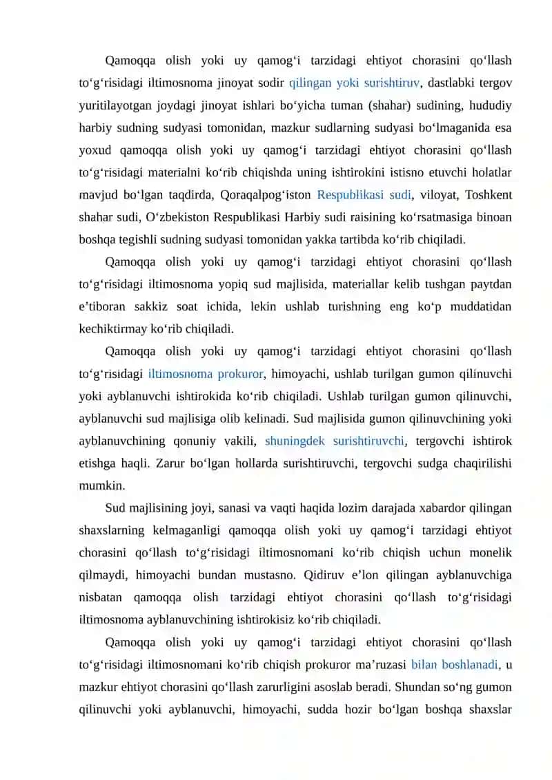 Qamoqqa olish tarzidagi ehtiyot chorasini qo‘llashning tartibi 3