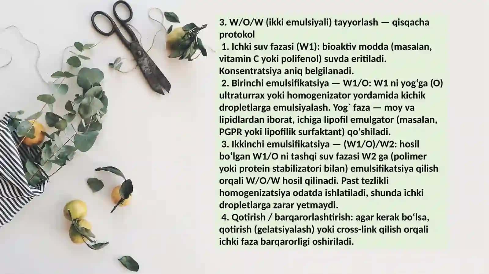 Ikki emulsiyalarda tabiiy bioaktiv moddalar (vitaminlar, polifenollar)ni inkapsulyatsiya qilish samaradorligini baholash 3