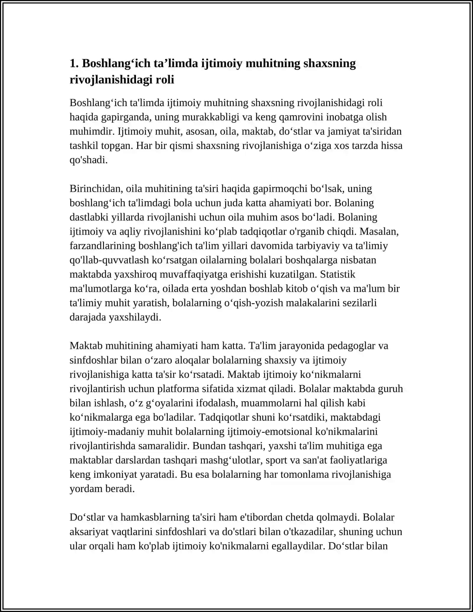 Boshlangʻich taʼlimda ijtimoiy va taʼlimiy muhit shaxsning rivojlanish tarbiyasi va ijtimoiylashuvi 3