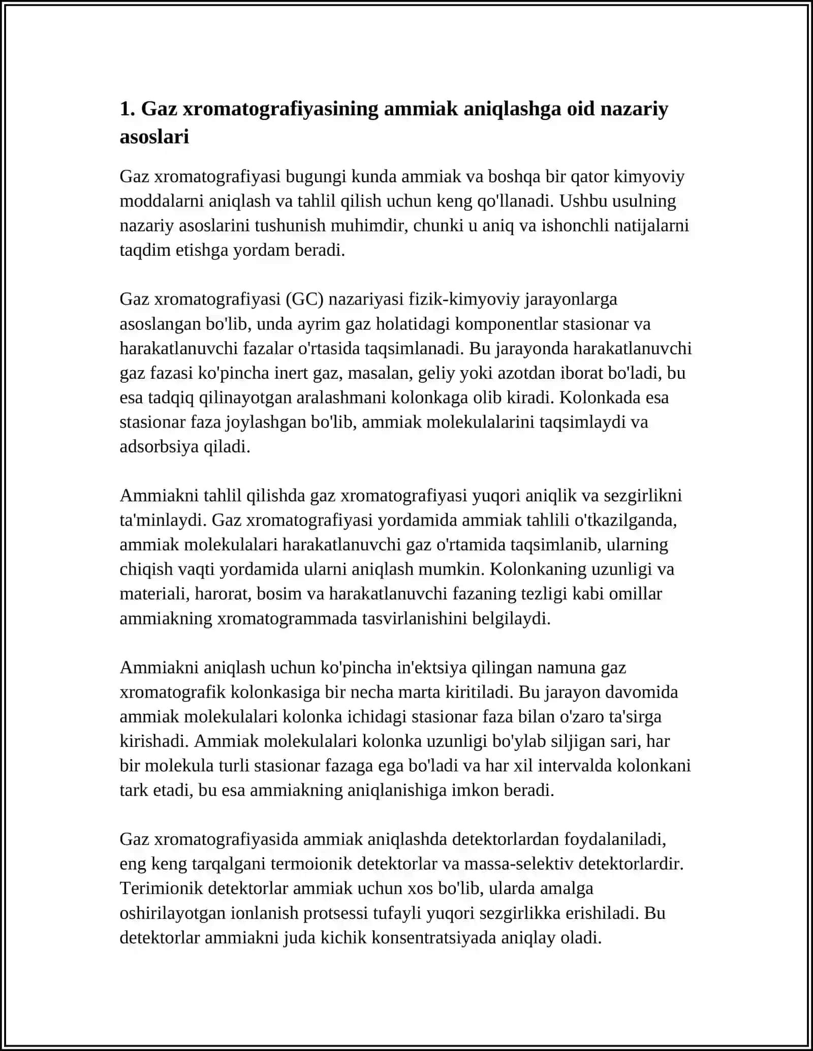 GAZ XROMATOGRAFIYASI YORDAMIDA AMMIAK TAHLILI 3