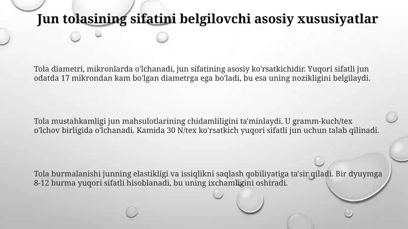 Jun tolasining sifatini belgilovchi standartlar 3