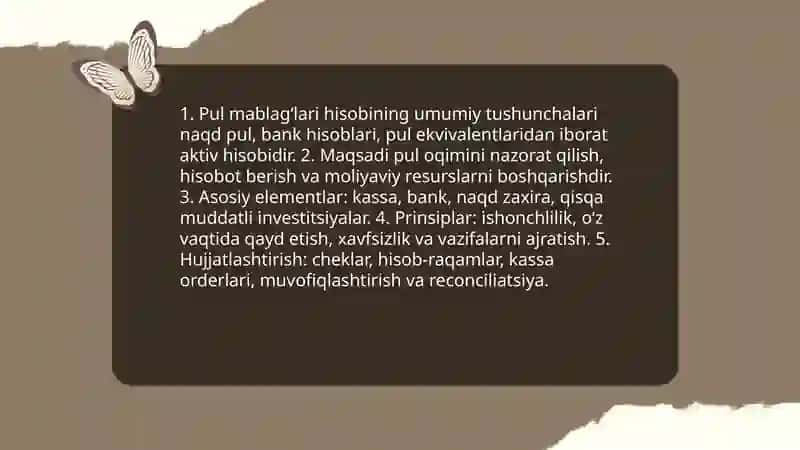 Pul mablag‘lari va hisob kitoblar hisobi 3