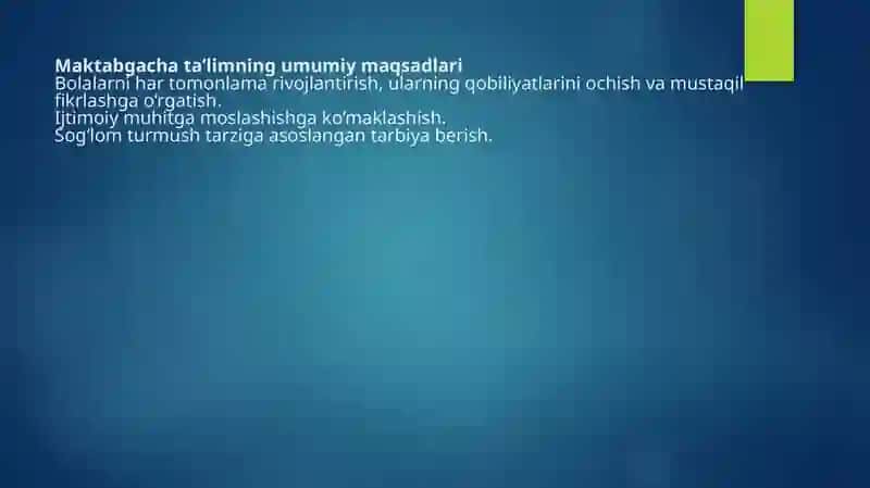 Maktabgacha taʼlim va tarbiya standarti va undagi rivojlantiruvchi muhitni tashkil etishga quyiladigan talablar 3