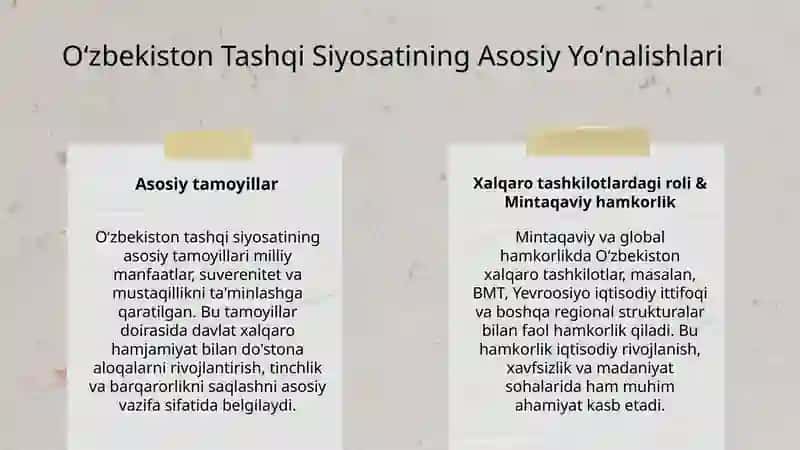Oʻzbekiston Tashqi Siyosatining Asosiy Yoʻnalishlari 3