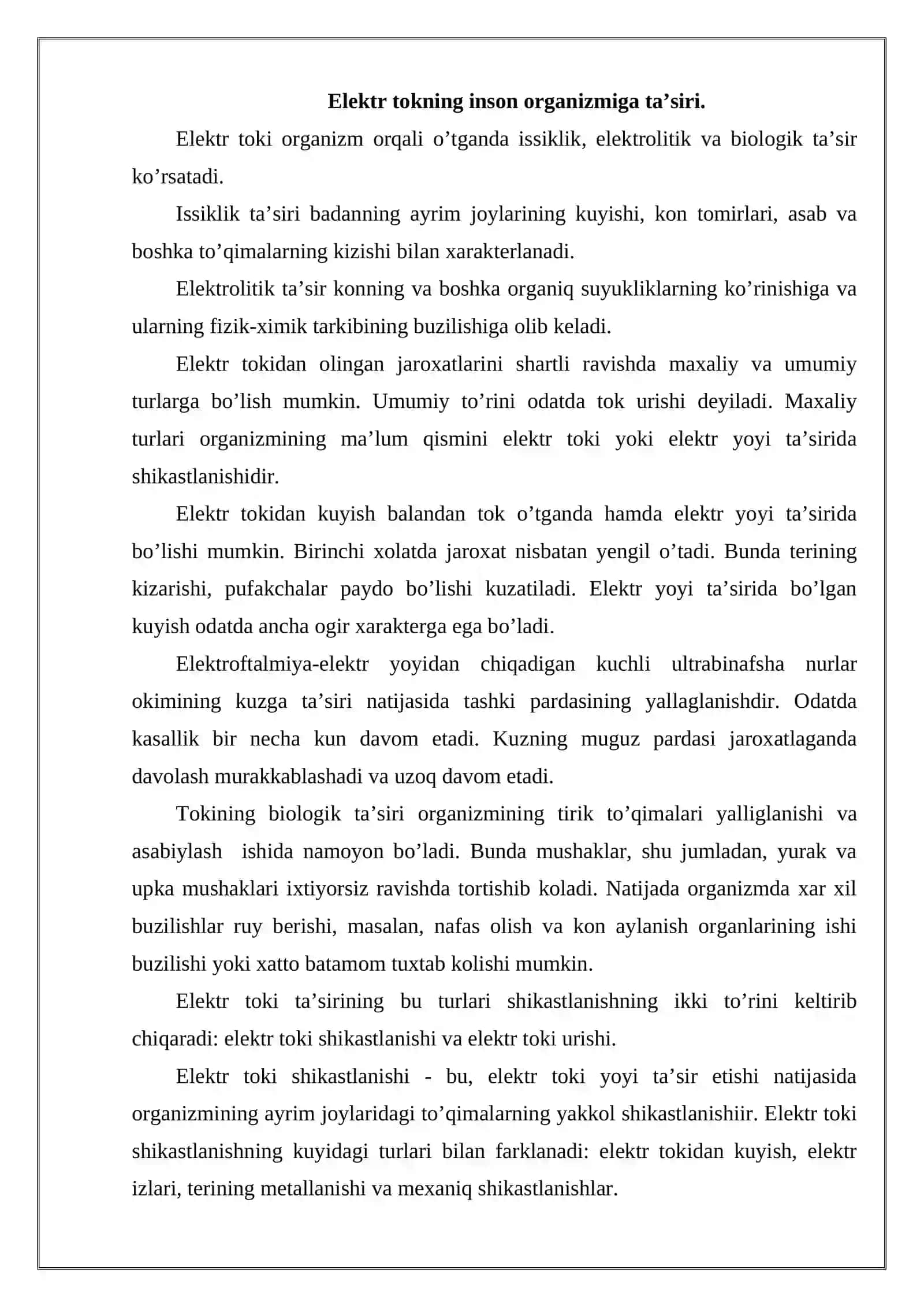 ELEKTR TOKINING INSON ORGANIZMIGA TASIRI 3