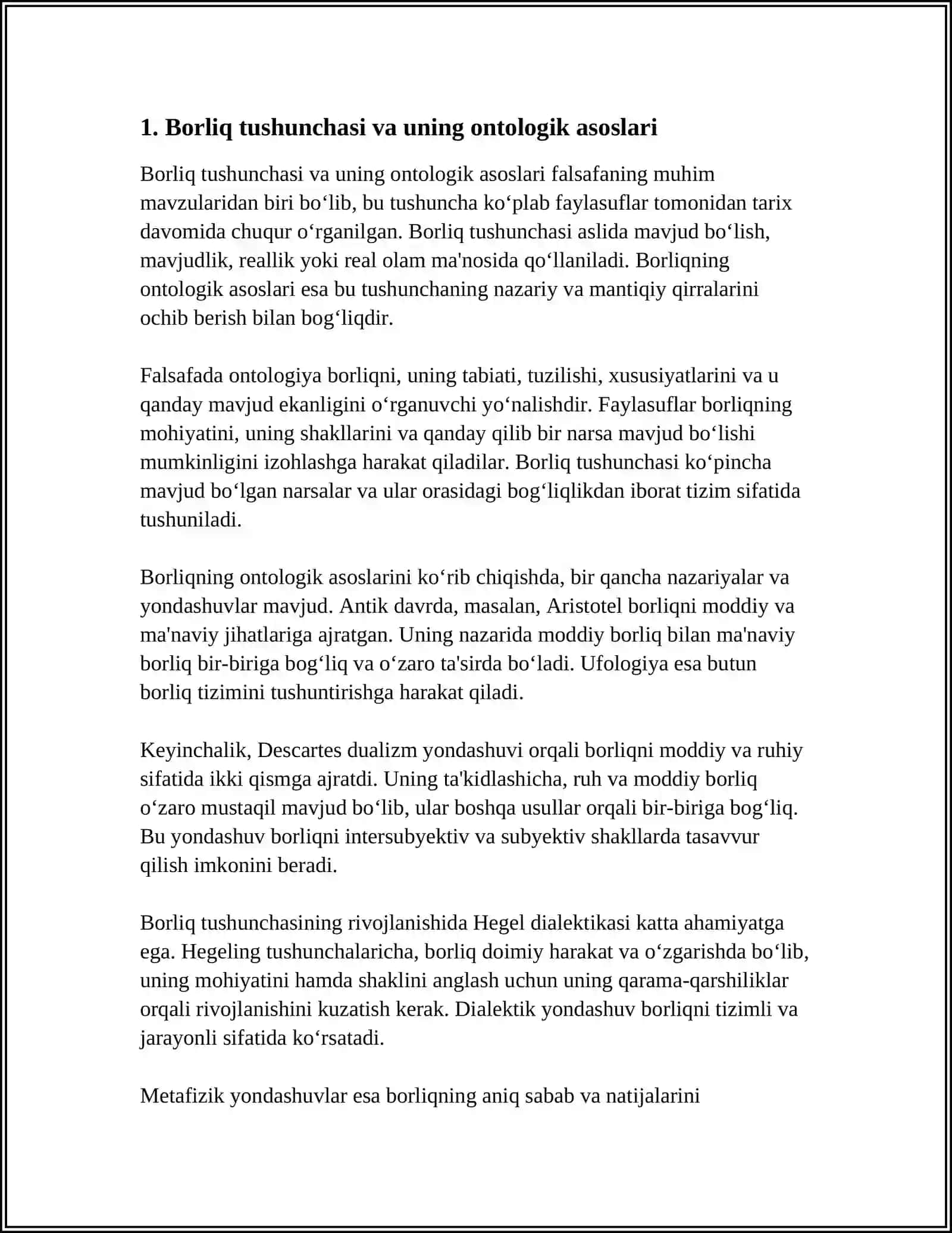 BORLIQ (ONTOLOGIYA) RIVOJLANISH FALSAFASI 3