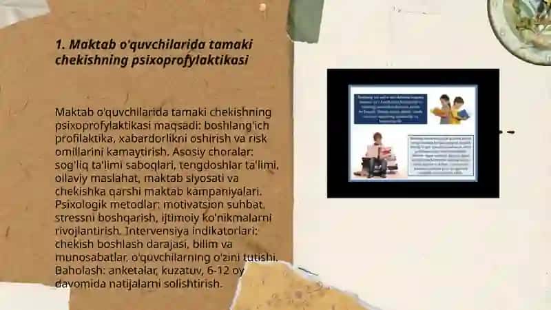 MAKTAB O'QUVCHILARINING SOG'LIQ UCHUN ZARARLI ODATLARI PSIXOPRAFILAKTASI 3