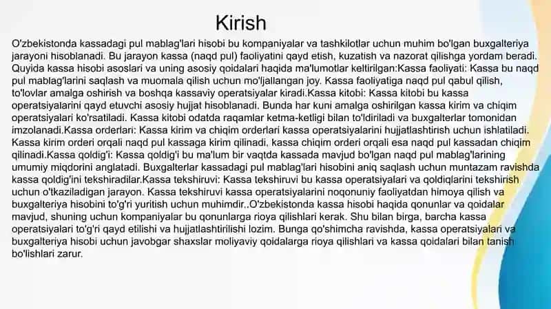 Kassadagi pul mablag'lari hisobi 3