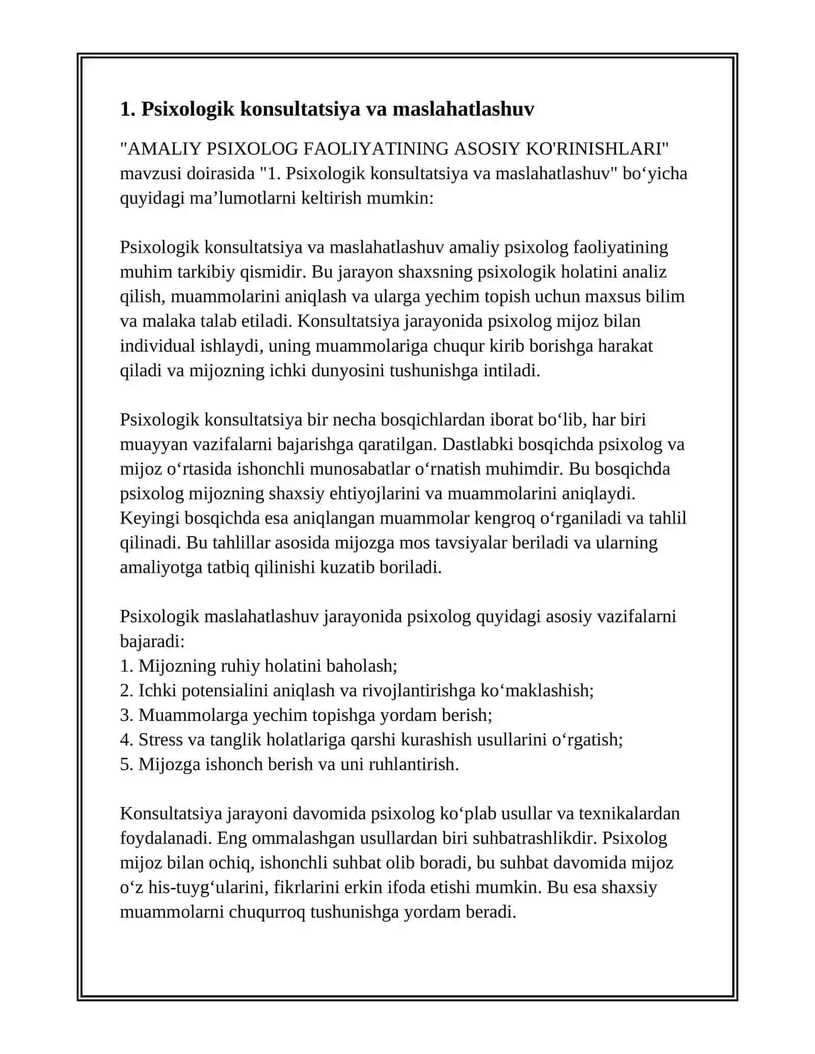 AMALIY PSIXOLOG FAOLIYATINING ASOSIY KO'RINISHLARI 3