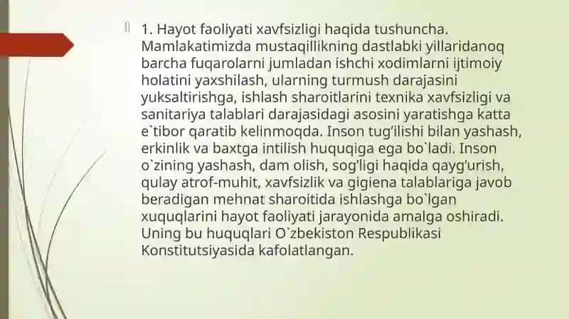 Hayot xavfsizligini ta'minlash asoslari 3